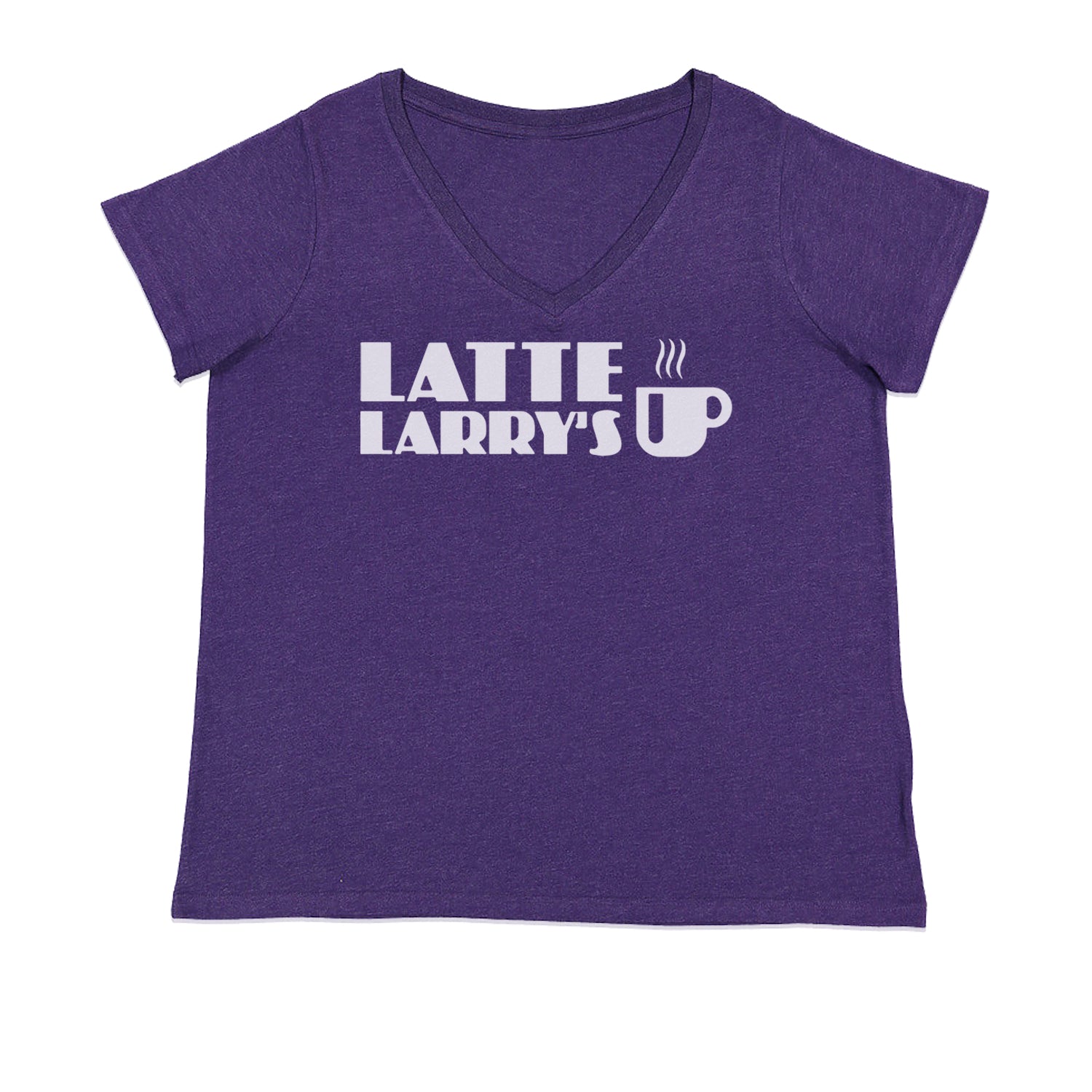 Latte Larry's Enthusiastic Coffee Ladies V-Neck T-shirt Purple