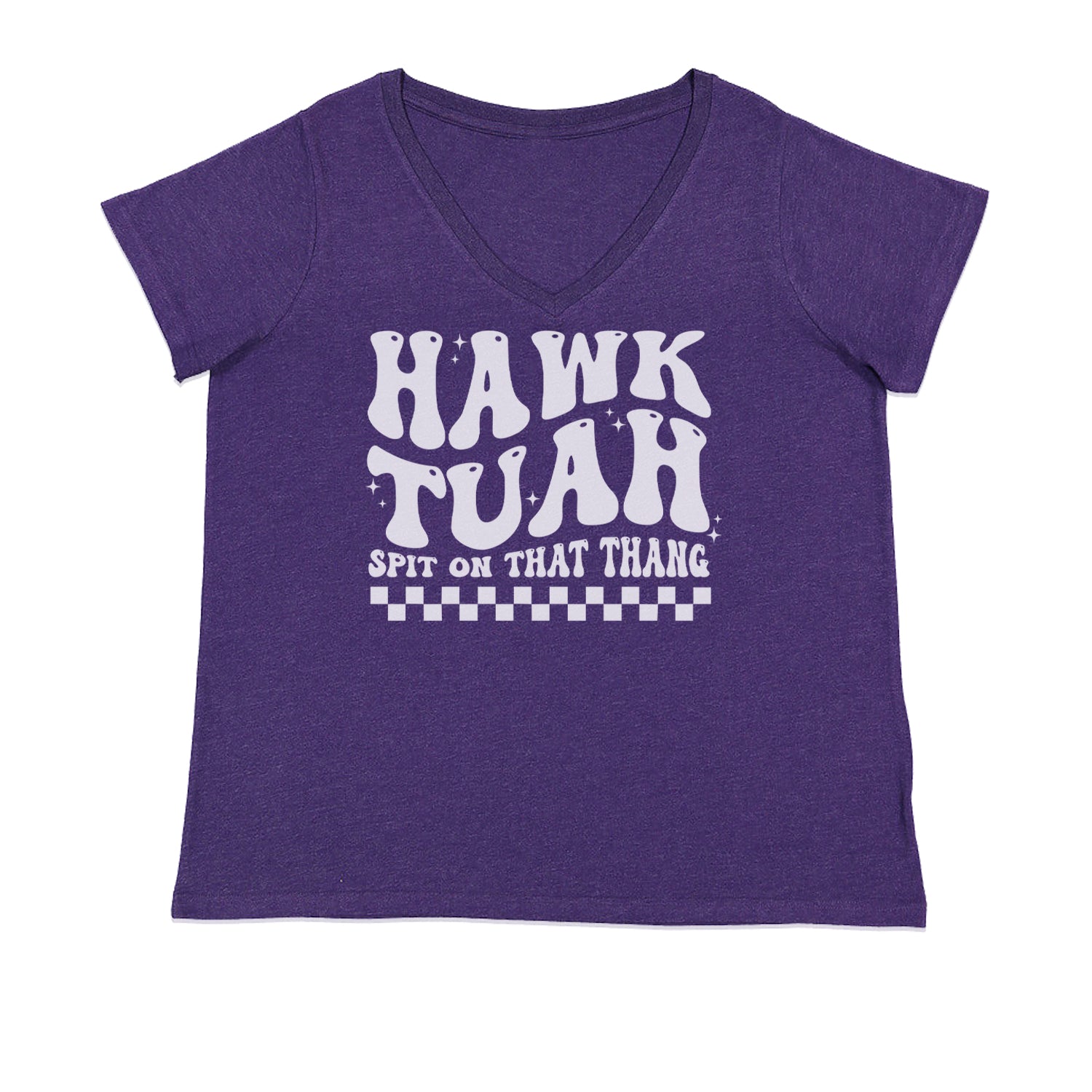 Hawk Tuah Spit On That Thang Ladies V-Neck T-shirt Purple