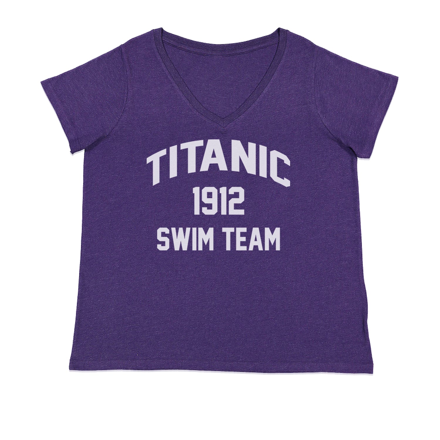 Titanic Swim Team 1912 Funny Cruise Ladies V-Neck T-shirt Purple