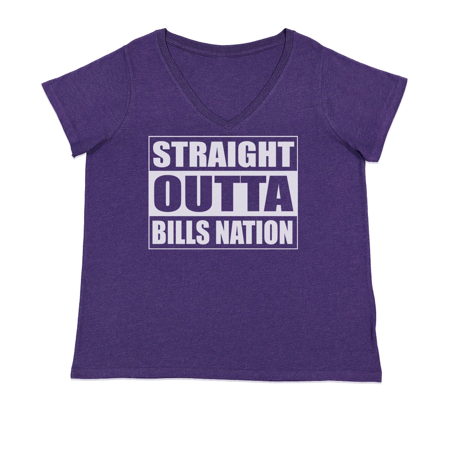 Straight Outta Bills Nation  Ladies V-Neck T-shirt Purple