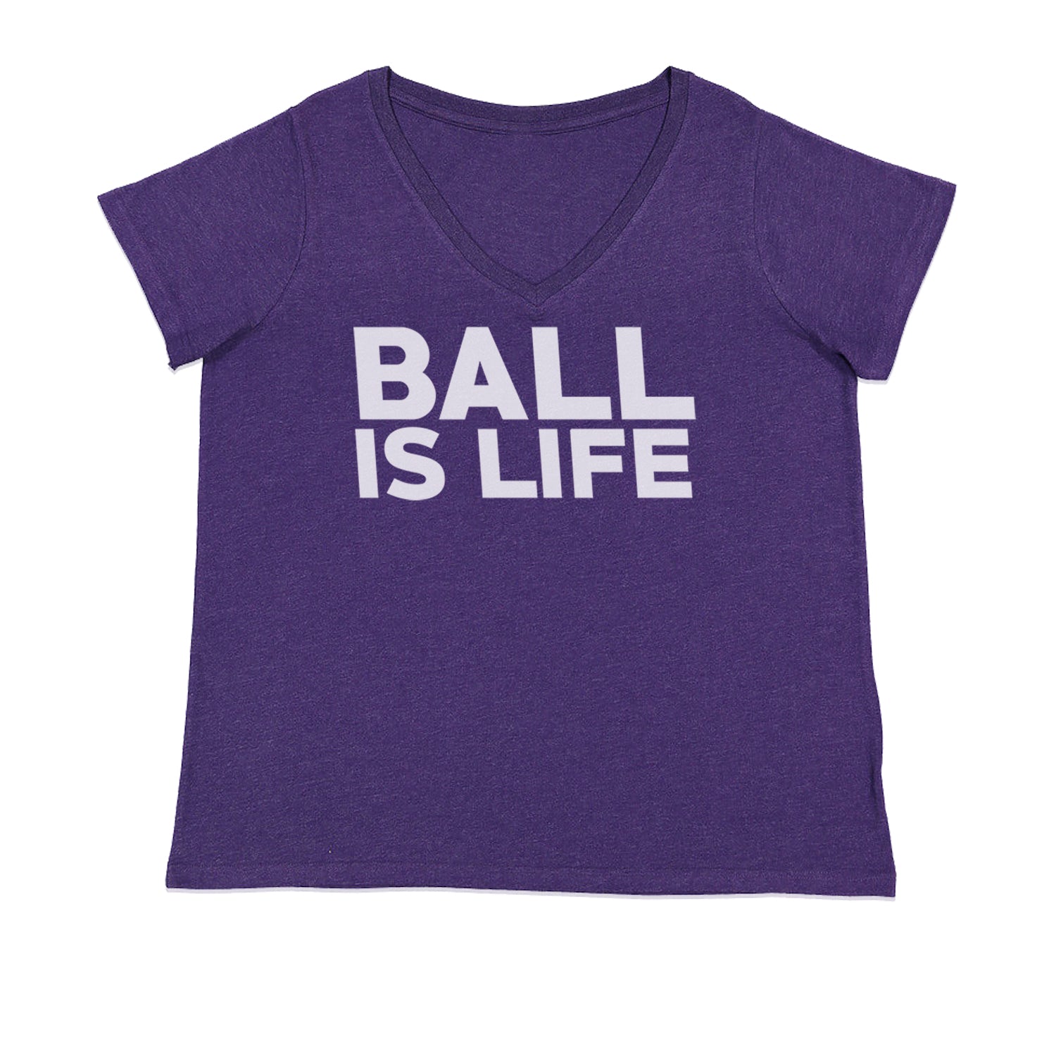 Ball Is Life Sports Enthusiasts Ladies V-Neck T-shirt Purple