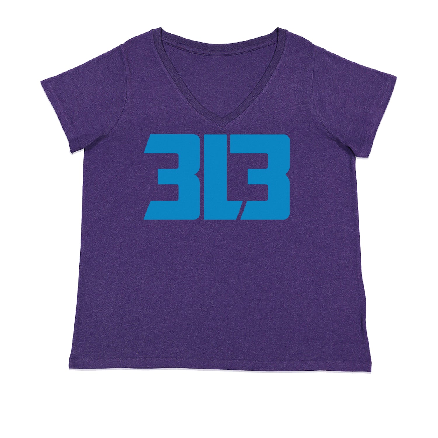 3L3 From The 313 Detroit Football Ladies V-Neck T-shirt Purple