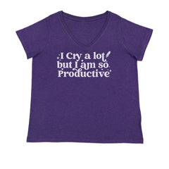 I Cry A Lot But I am So Productive TTPD Ladies V-Neck T-shirt Purple