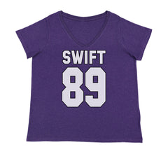 Swift 89 Birth Year Music Fan Era Poets Department Lover Ladies V-Neck T-shirt Purple