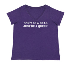 Don't Be A Drag, Just Be A Queen Pride Ladies V-Neck T-shirt Purple