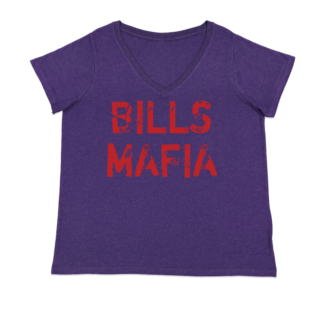 Distressed Bills Mafia Football Ladies V-Neck T-shirt Purple