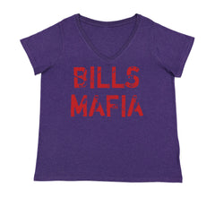 Distressed Bills Mafia Football Ladies V-Neck T-shirt Purple