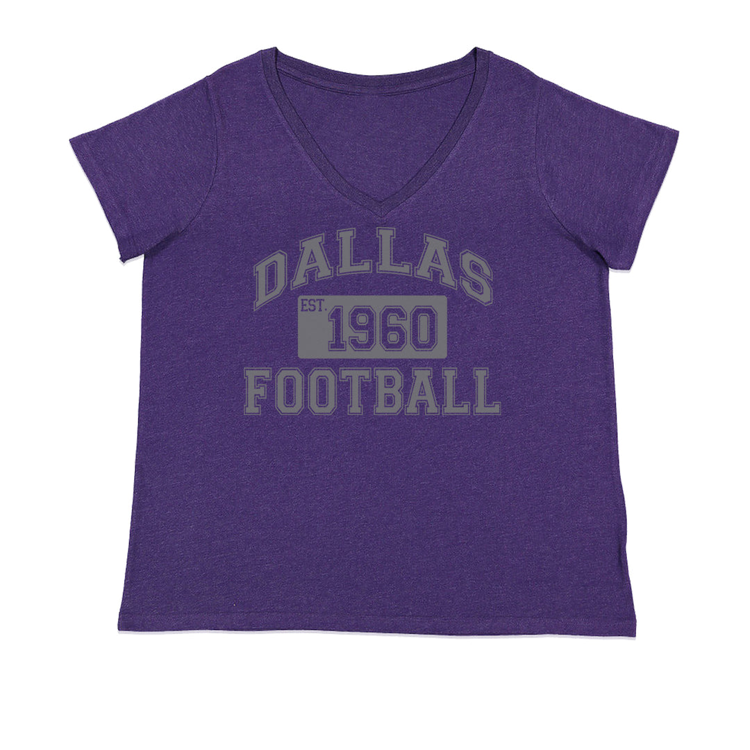 Dallas Football Established 1960 Ladies V-Neck T-shirt Purple