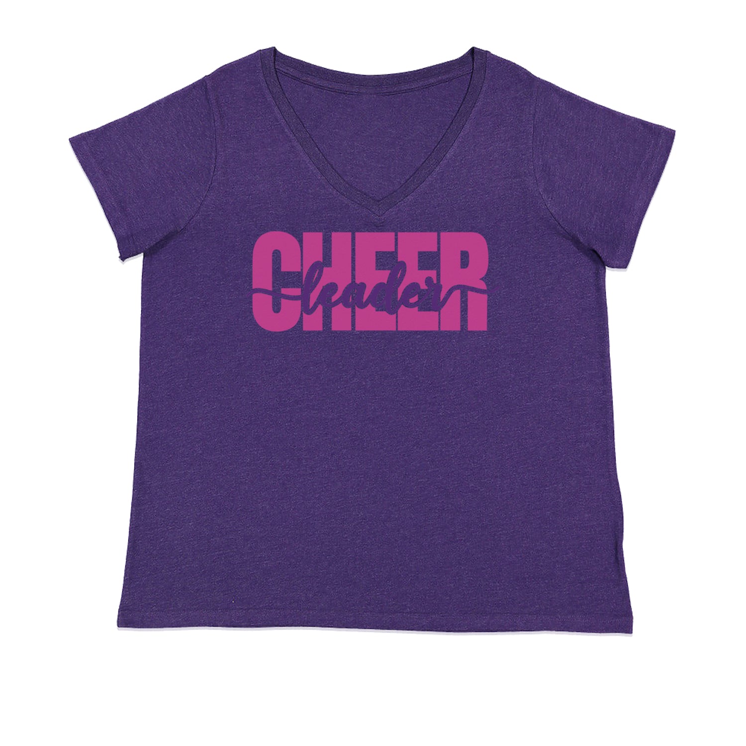 Cheerleader with Scripted Flair Ladies V-Neck T-shirt Purple