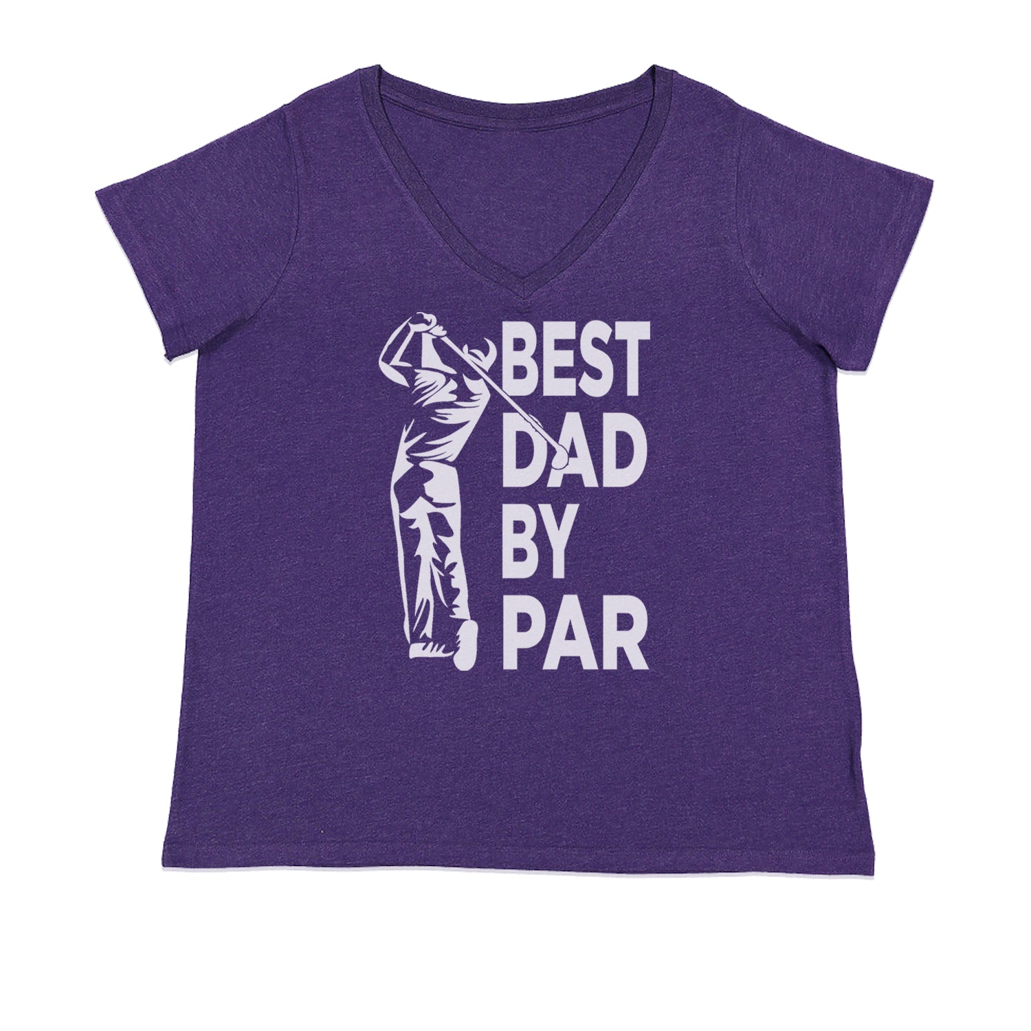 Best Dad By Par Golfing Gift For Father Ladies V-Neck T-shirt Purple