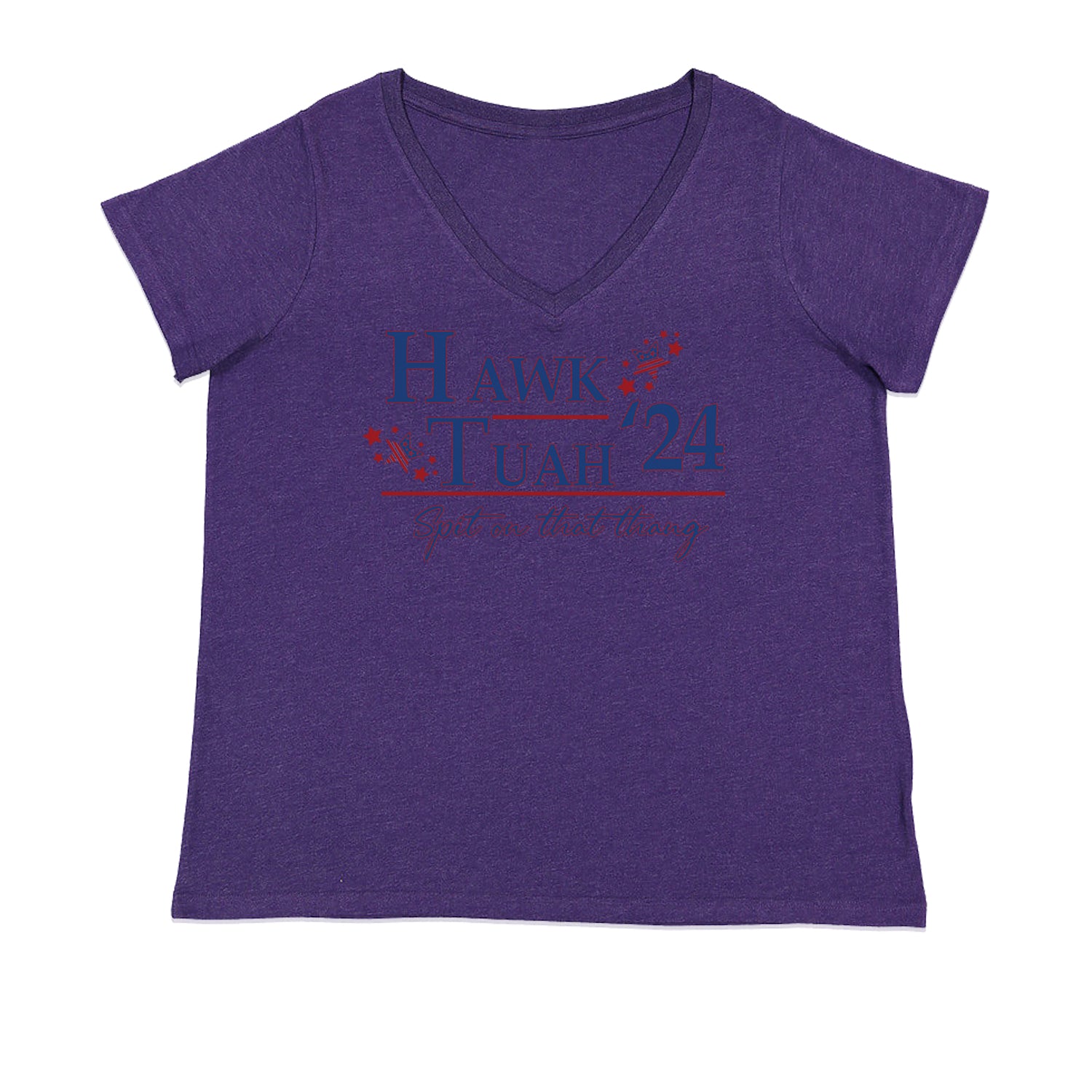 Vote For Hawk Tuah Spit On That Thang 2024 Ladies V-Neck T-shirt Purple