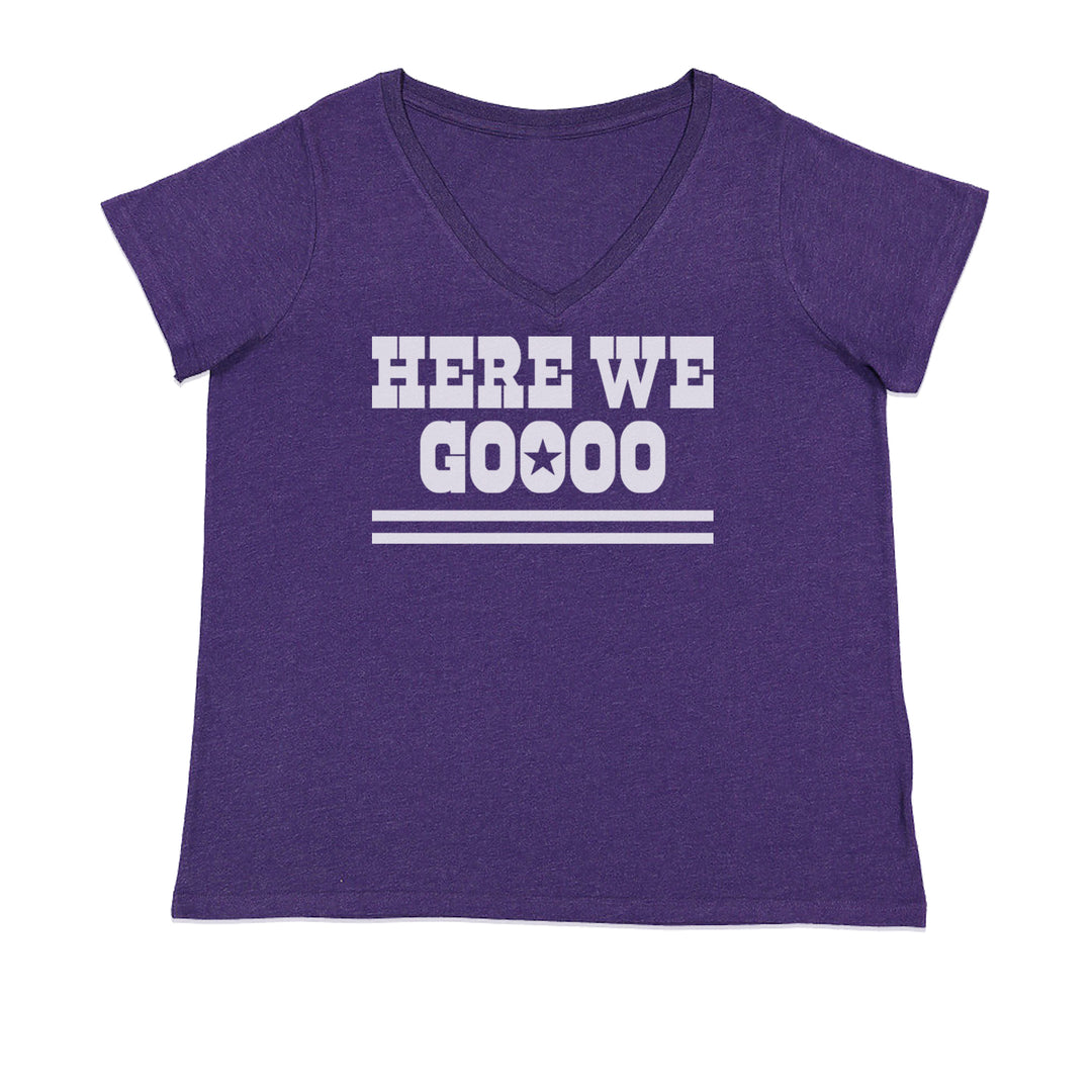 Here We Go Dem Boys Dallas Football Ladies V-Neck T-shirt Purple