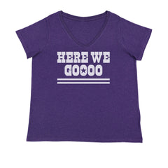 Here We Go Dem Boys Dallas Football Ladies V-Neck T-shirt Purple