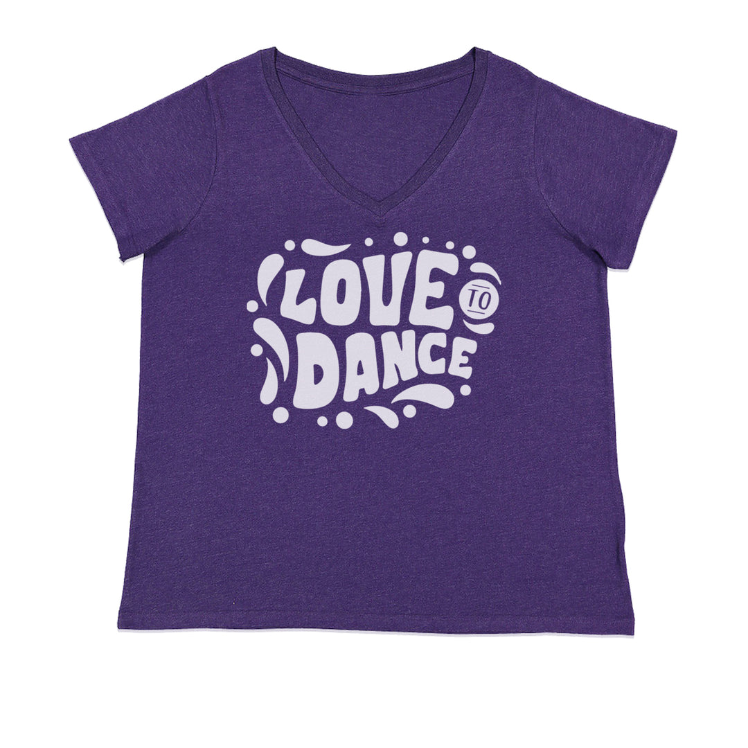 Love To Dance Ladies V-Neck T-shirt Purple