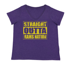 Straight Outta Rams Nation   Ladies V-Neck T-shirt Purple