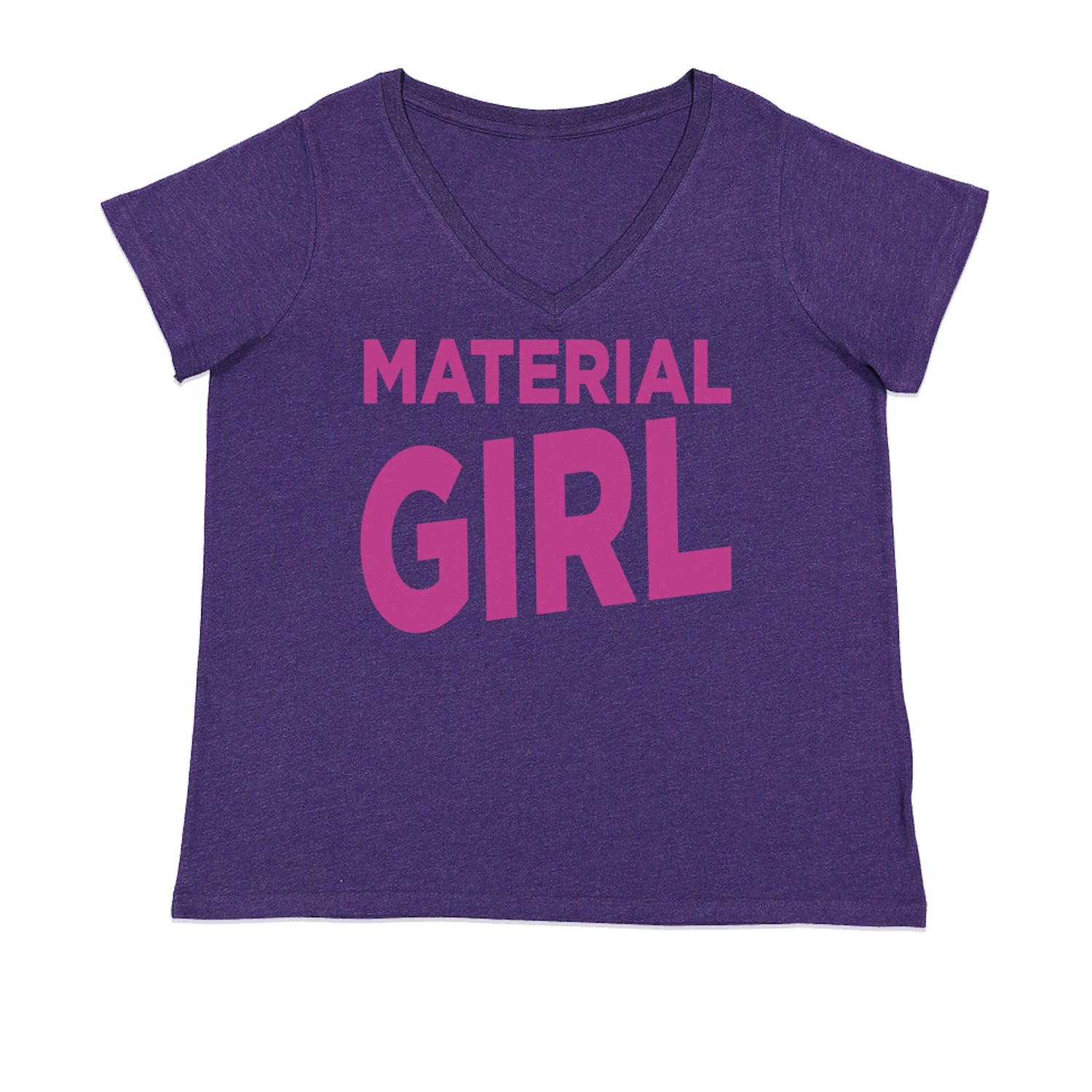 Material Girl 80's Retro Celebration Ladies V-Neck T-shirt Purple