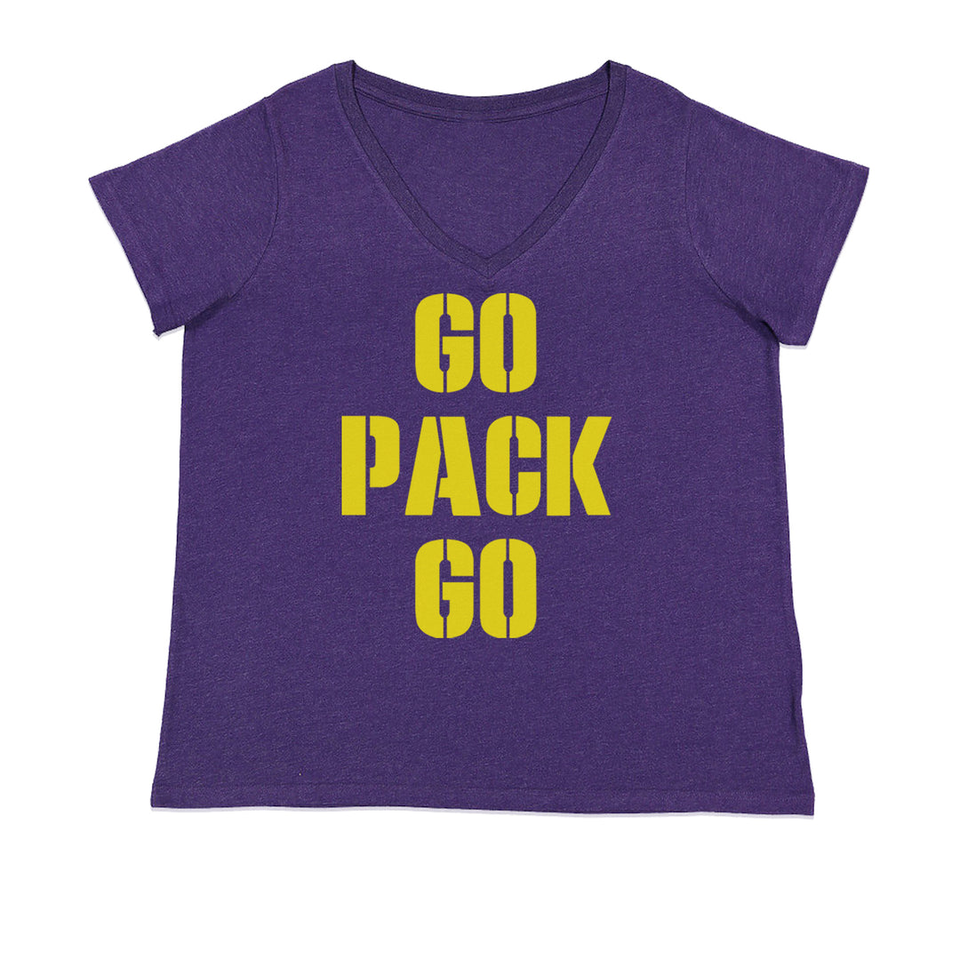 Go Pack Go Green Bay Ladies V-Neck T-shirt Purple