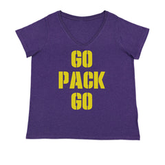 Go Pack Go Green Bay Ladies V-Neck T-shirt Purple