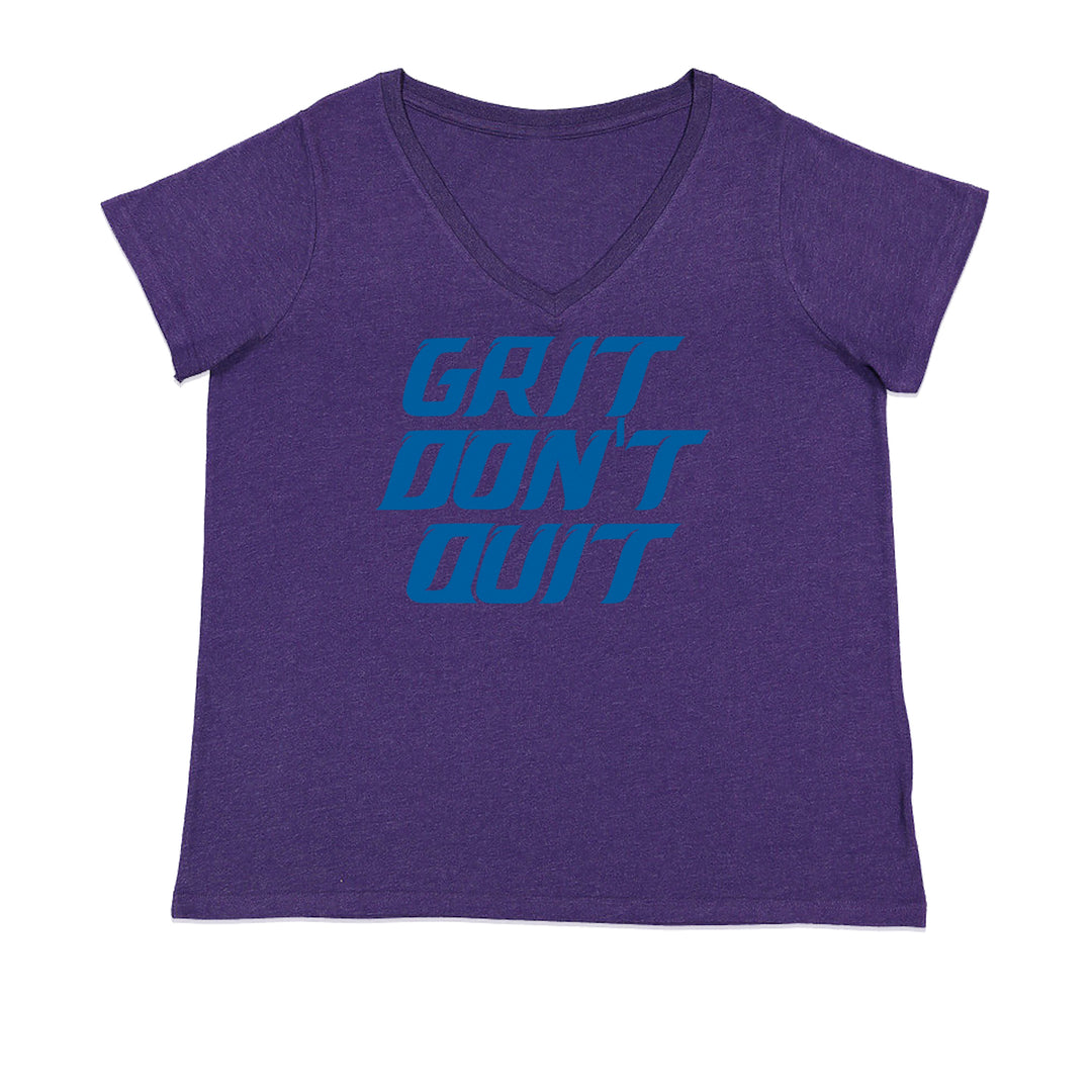 Grit Don't Quit Detroit Grit Ladies V-Neck T-shirt Purple