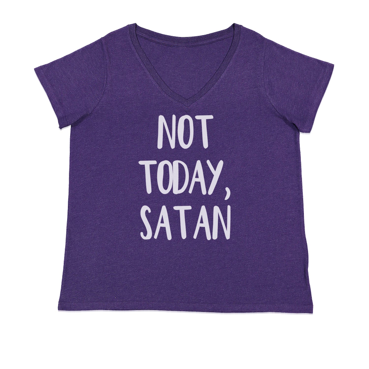 Not Today, Satan Jesus Already Won Ladies V-Neck T-shirt Purple