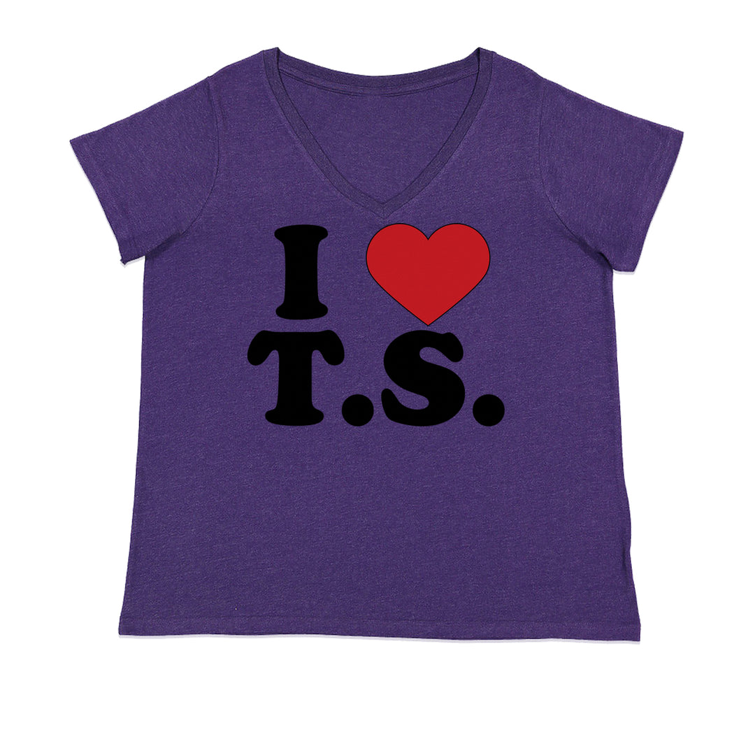 I Heart T.S. Concert Music Lover  Ladies V-Neck T-shirt Purple