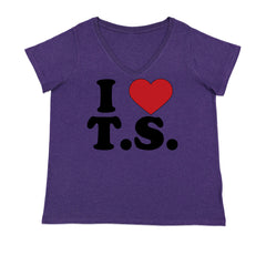 I Heart T.S. Concert Music Lover  Ladies V-Neck T-shirt Purple