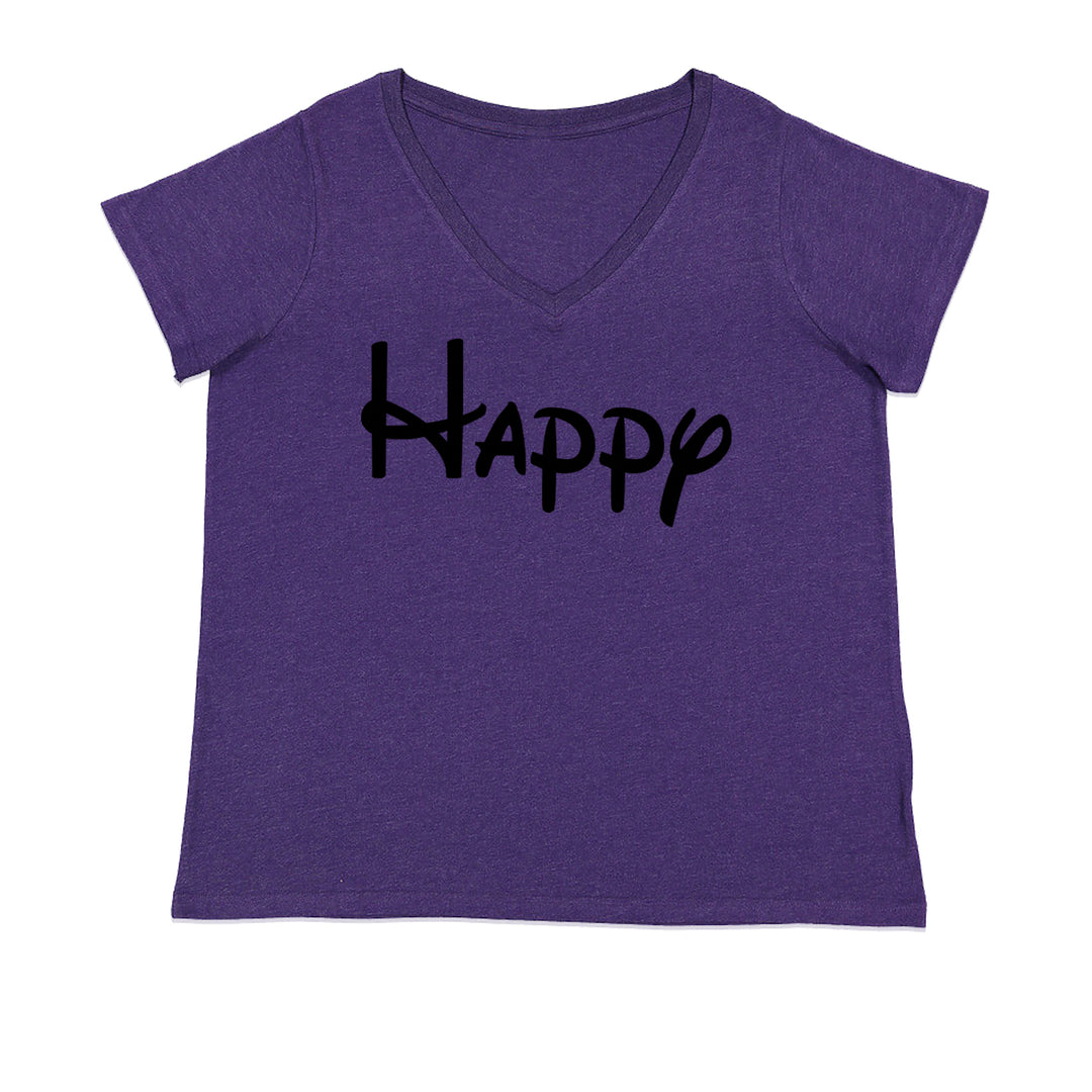 Happy - 7 Dwarfs Costume Ladies V-Neck T-shirt Purple