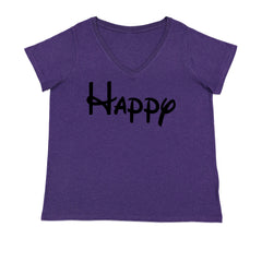 Happy - 7 Dwarfs Costume Ladies V-Neck T-shirt Purple