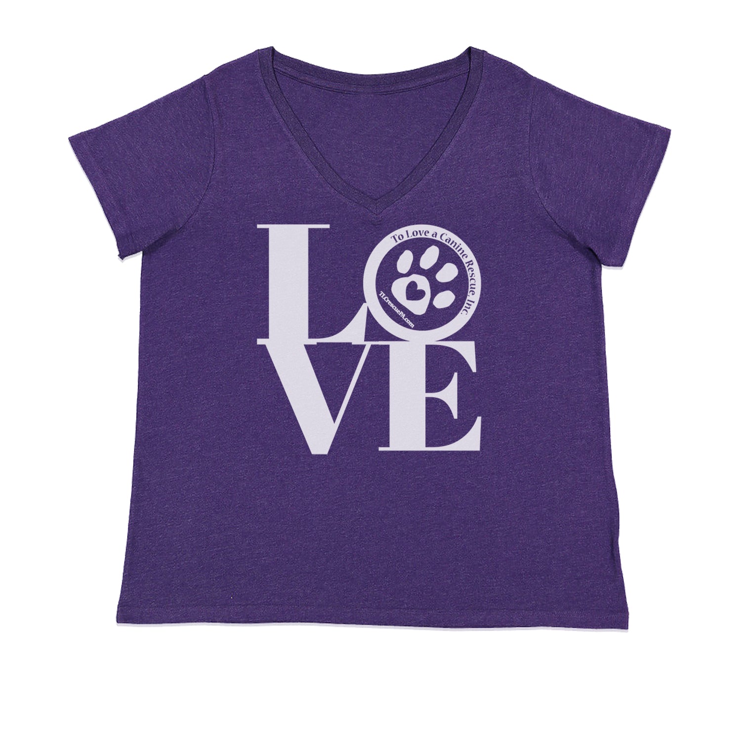 TLC LOVE Dog Rescue Ladies V-Neck T-shirt Purple