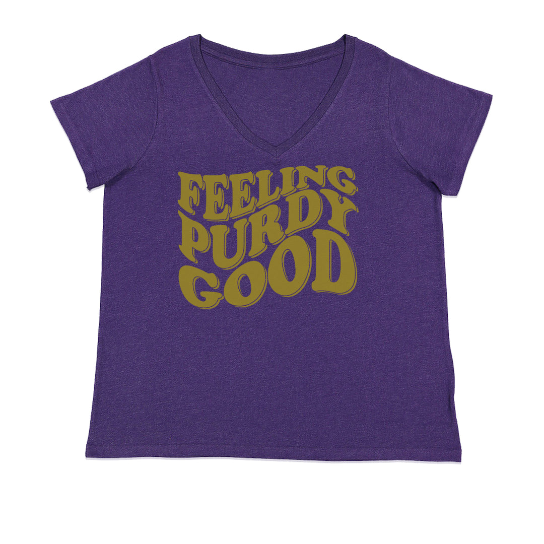 Feeling Purdy Good San Francisco Ladies V-Neck T-shirt Purple