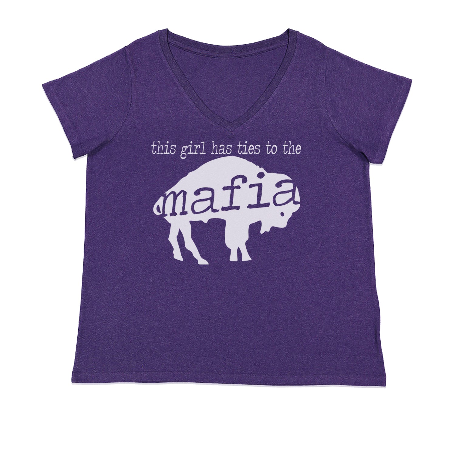 This Girl Has Ties To The Bills Mafia Ladies V-Neck T-shirt Purple