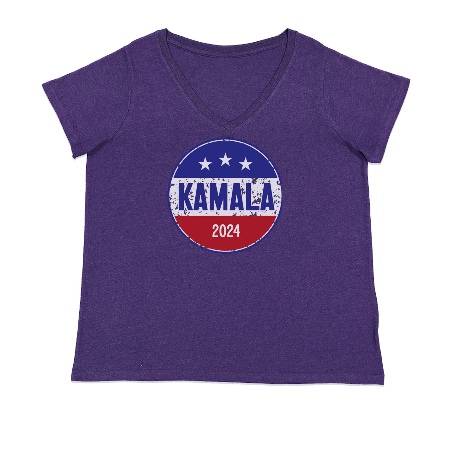 Kamala Badge 2024 - Kamala Harris For President 2024 Ladies V-Neck T-shirt Purple