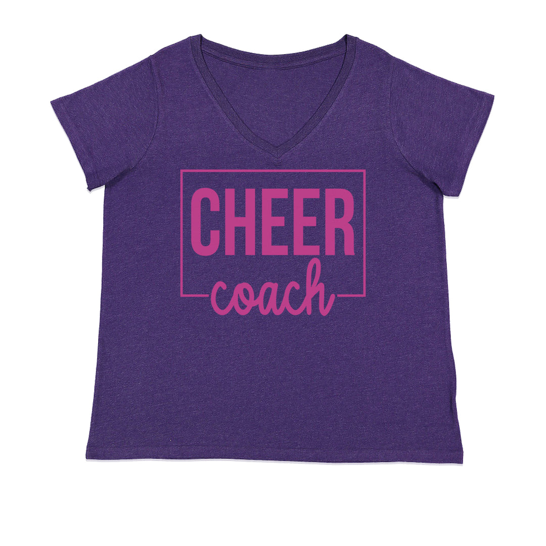 Cheer Coach Cheerleader Ladies V-Neck T-shirt Purple