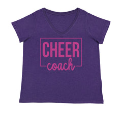 Cheer Coach Cheerleader Ladies V-Neck T-shirt Purple