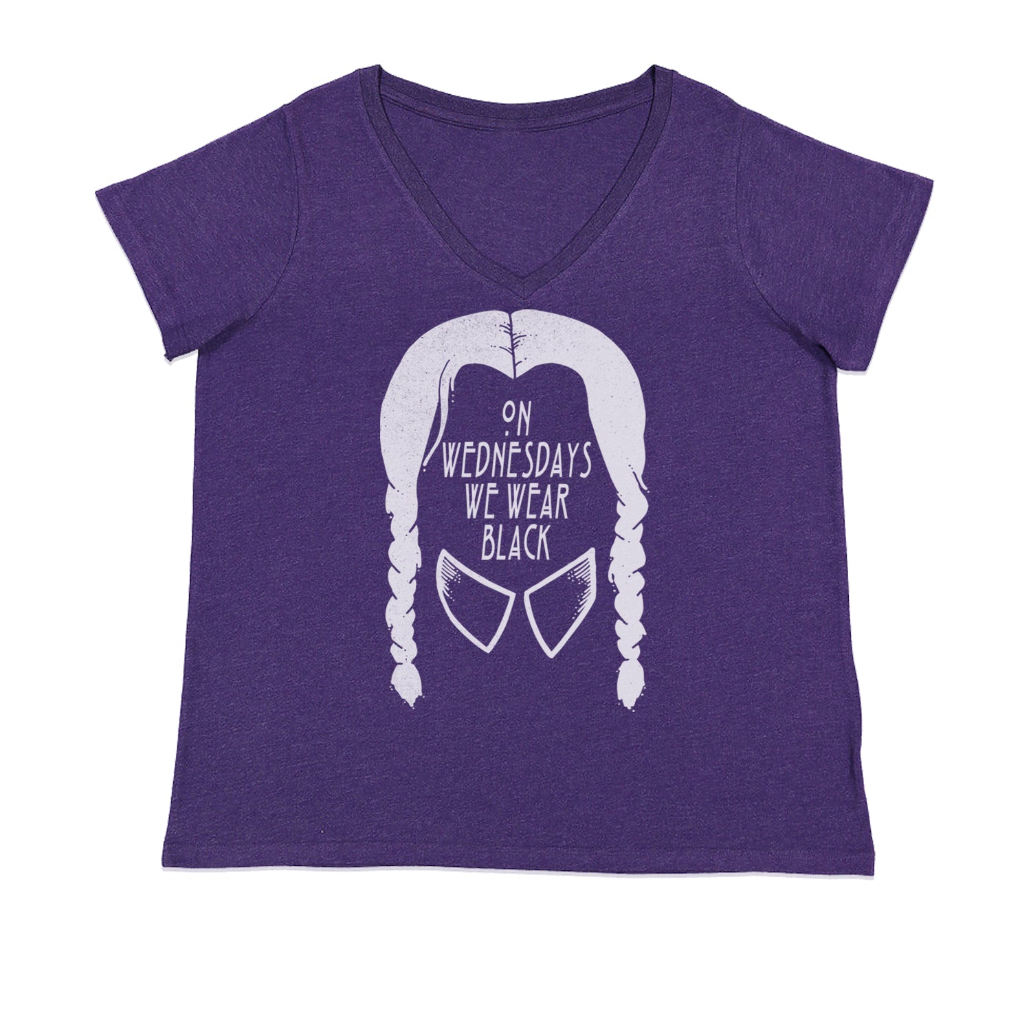 On Wednesdays, We Wear Black Ladies V-Neck T-shirt Purple