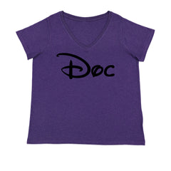 Doc - 7 Dwarfs Costume Ladies V-Neck T-shirt Purple