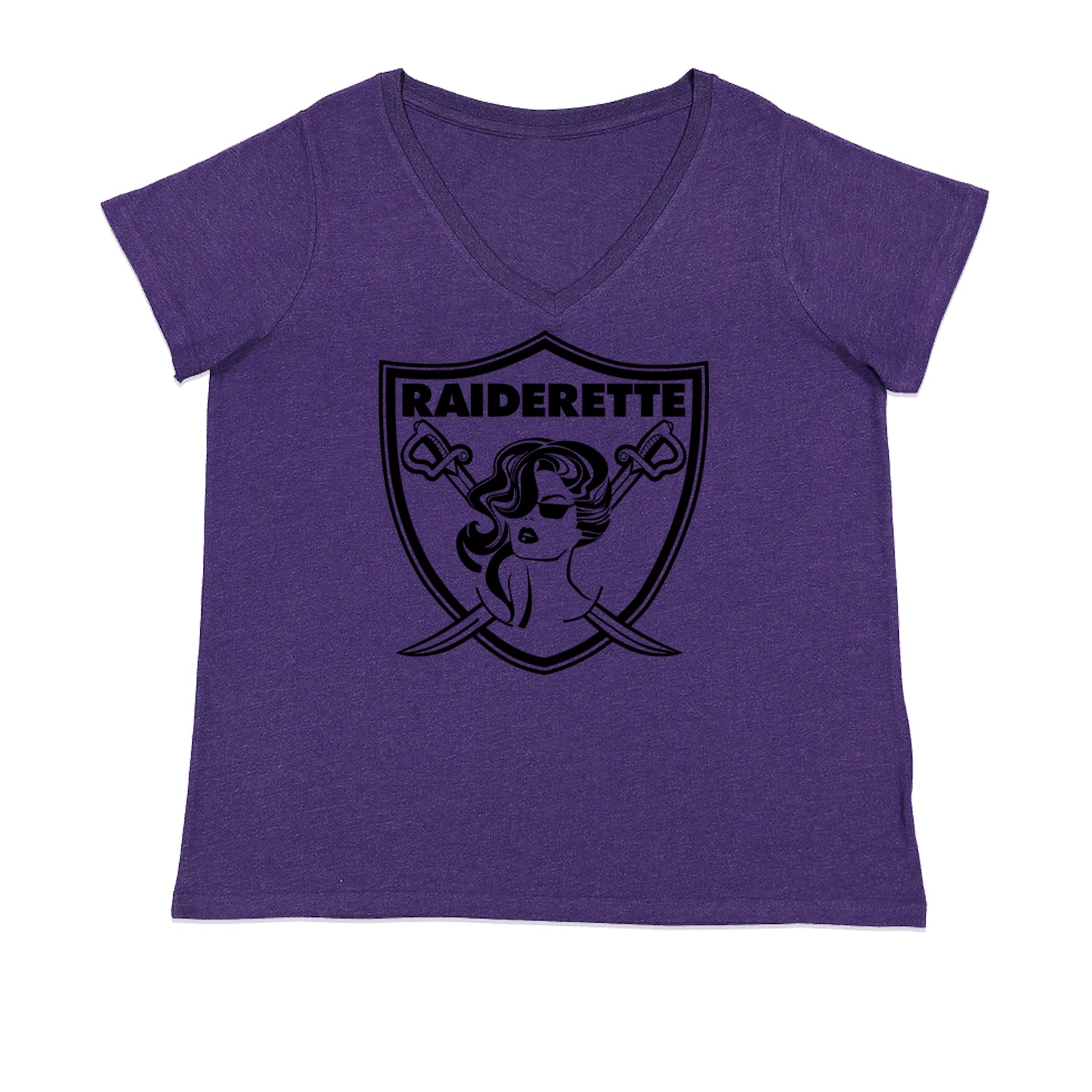 Raiderette Football Gameday Ready Ladies V-Neck T-shirt Purple