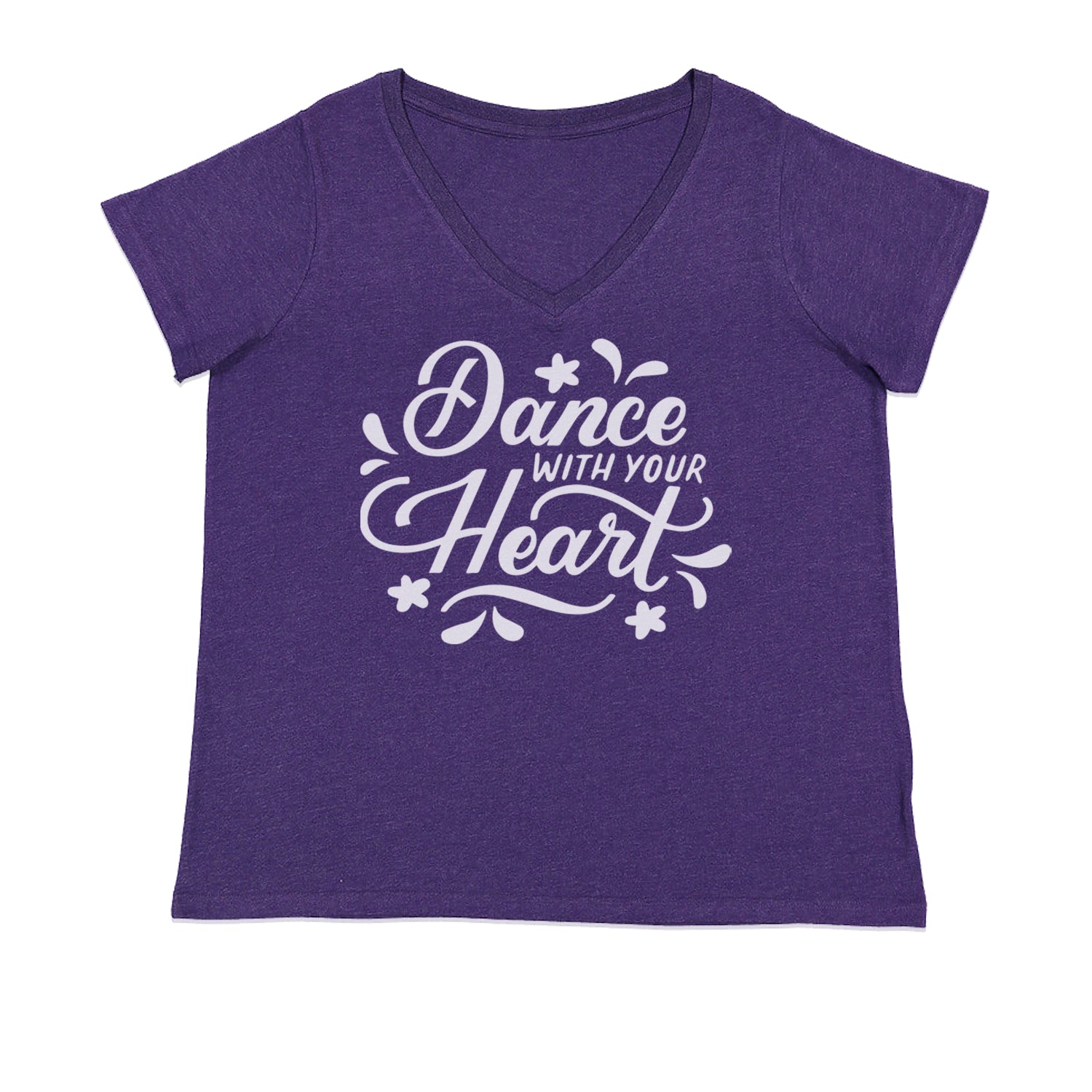 Dance With Your Heart Ladies V-Neck T-shirt Purple