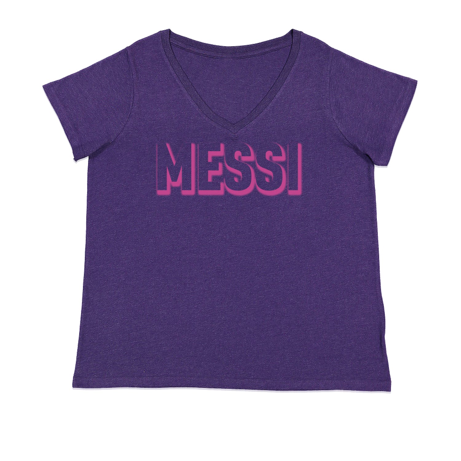 Messi OUTLINE Miami Futbol Ladies V-Neck T-shirt Purple