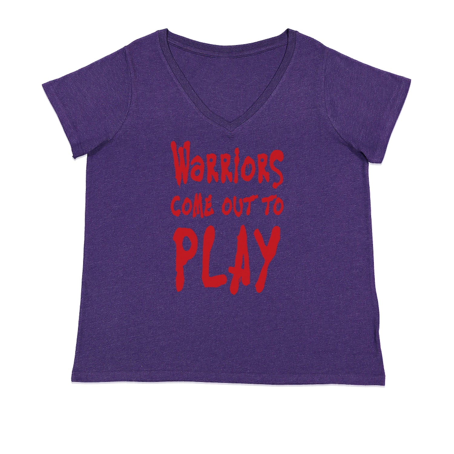 Warriors Come Out To Play  Ladies V-Neck T-shirt Purple