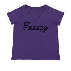 Sleepy - 7 Dwarfs Costume Ladies V-Neck T-shirt Purple