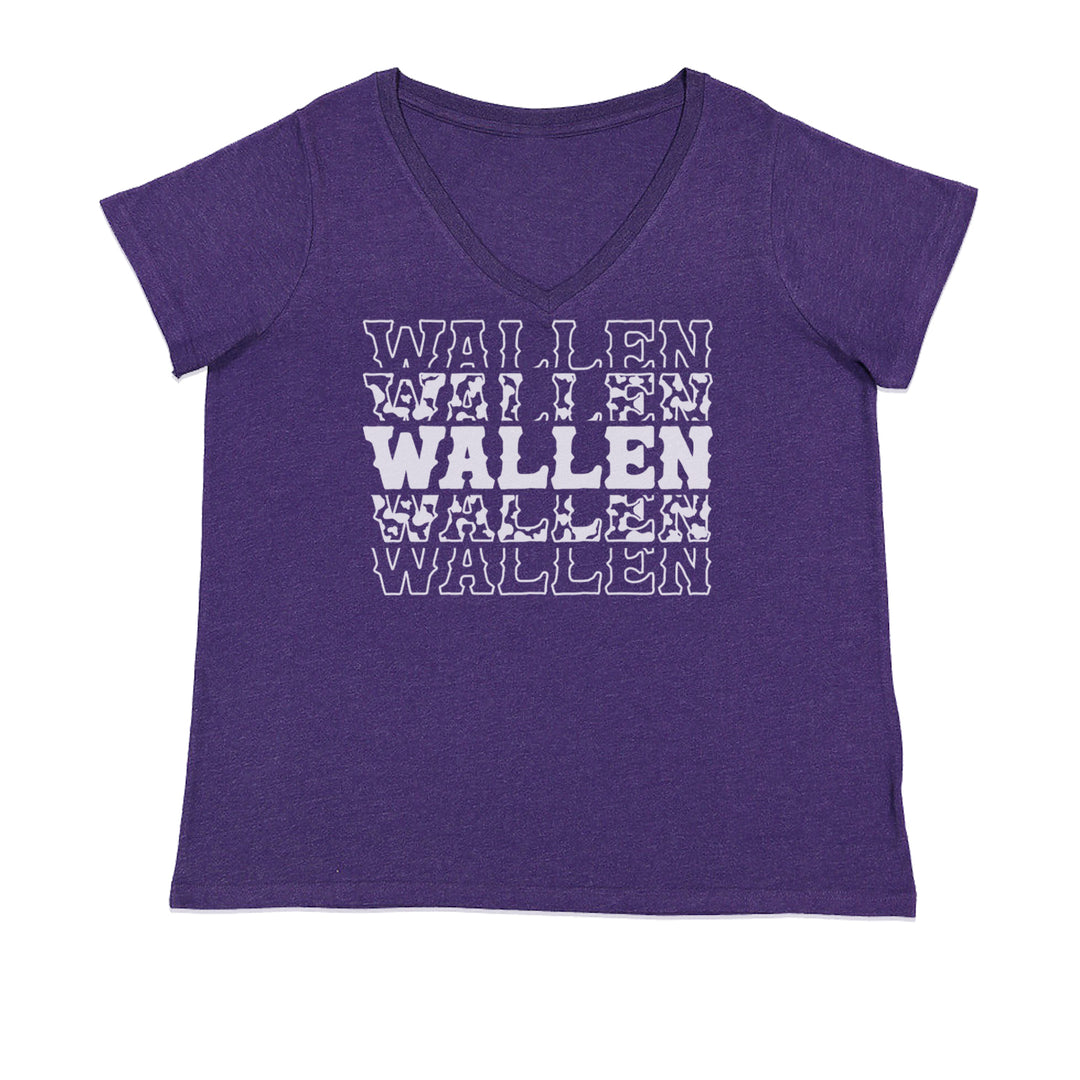 Wallen Country Music Western Ladies V-Neck T-shirt Purple