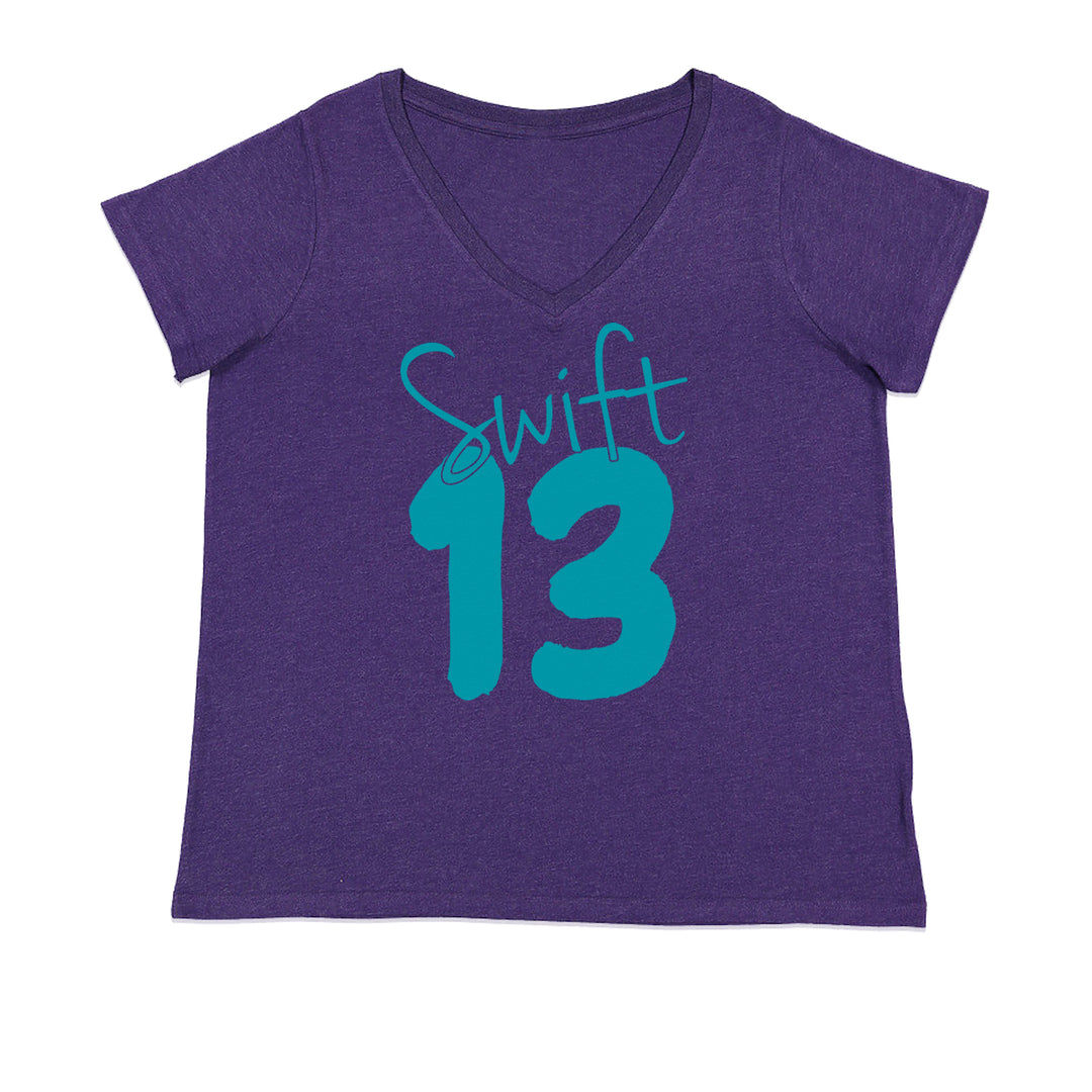 13 Swift 13 Lucky Number Era TTPD Ladies V-Neck T-shirt Purple