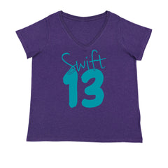13 Swift 13 Lucky Number Era TTPD Ladies V-Neck T-shirt Purple
