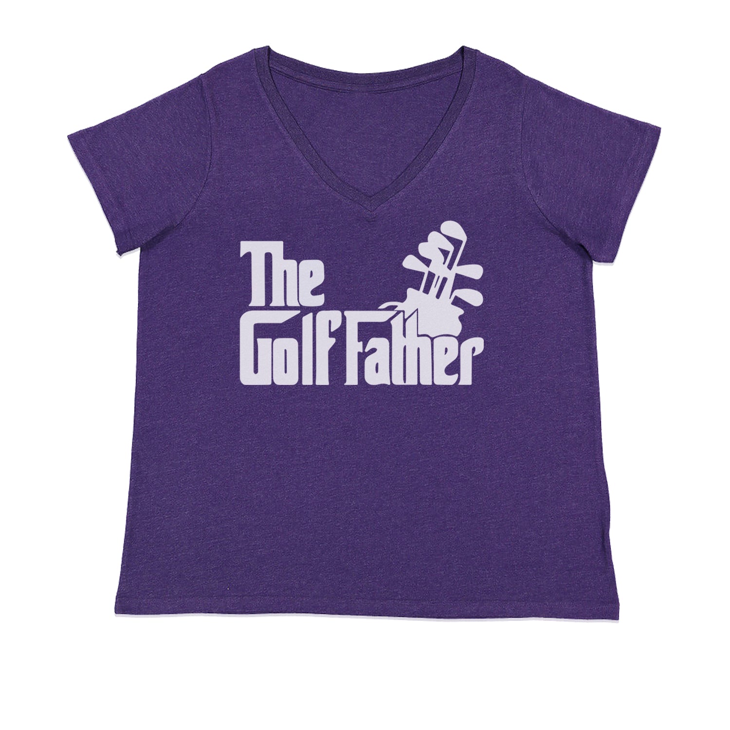 The Golf Father Golfing Dad  Ladies V-Neck T-shirt Purple