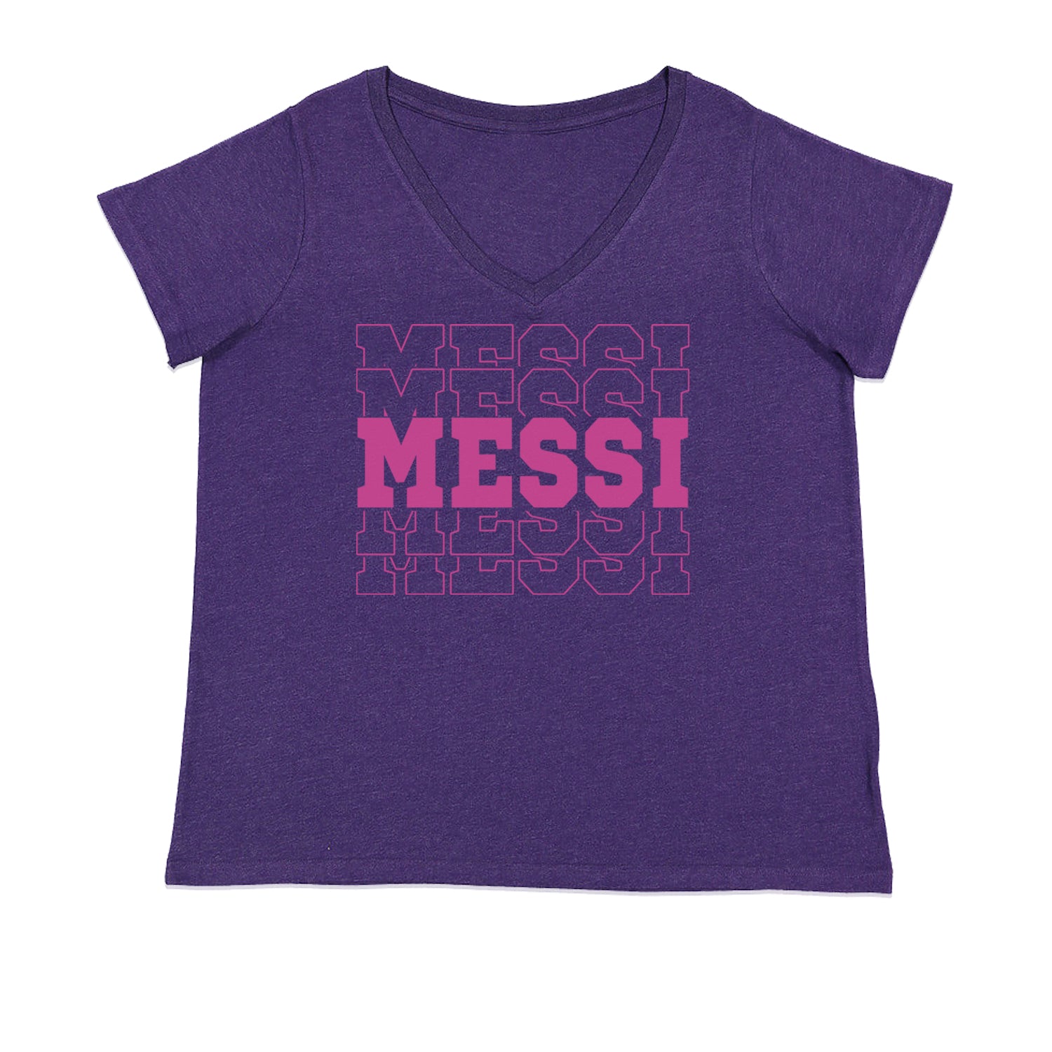 Messi Miami Futbol Ladies V-Neck T-shirt Purple