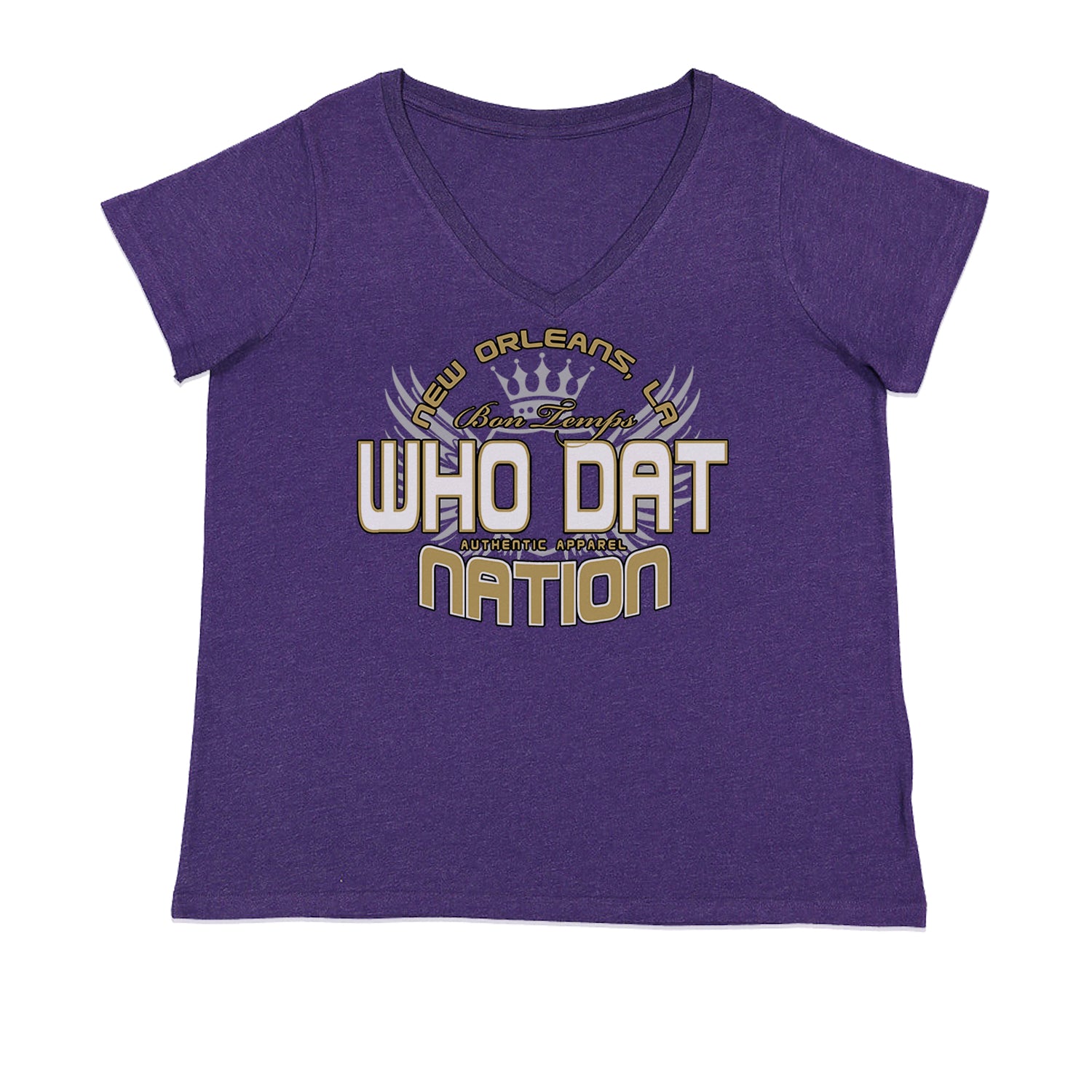 Who Dat Nation New Orleans (Color) Ladies V-Neck T-shirt Purple