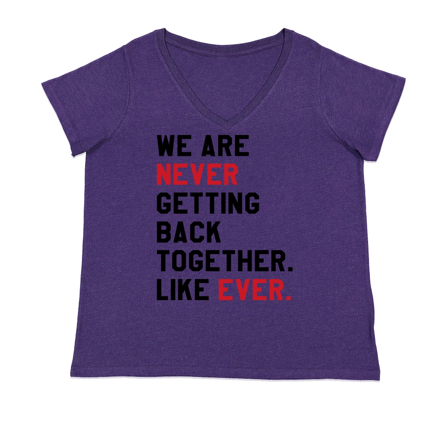 We Are Never Getting Back Together TTPD Eras Outfit Ladies V-Neck T-shirt Purple