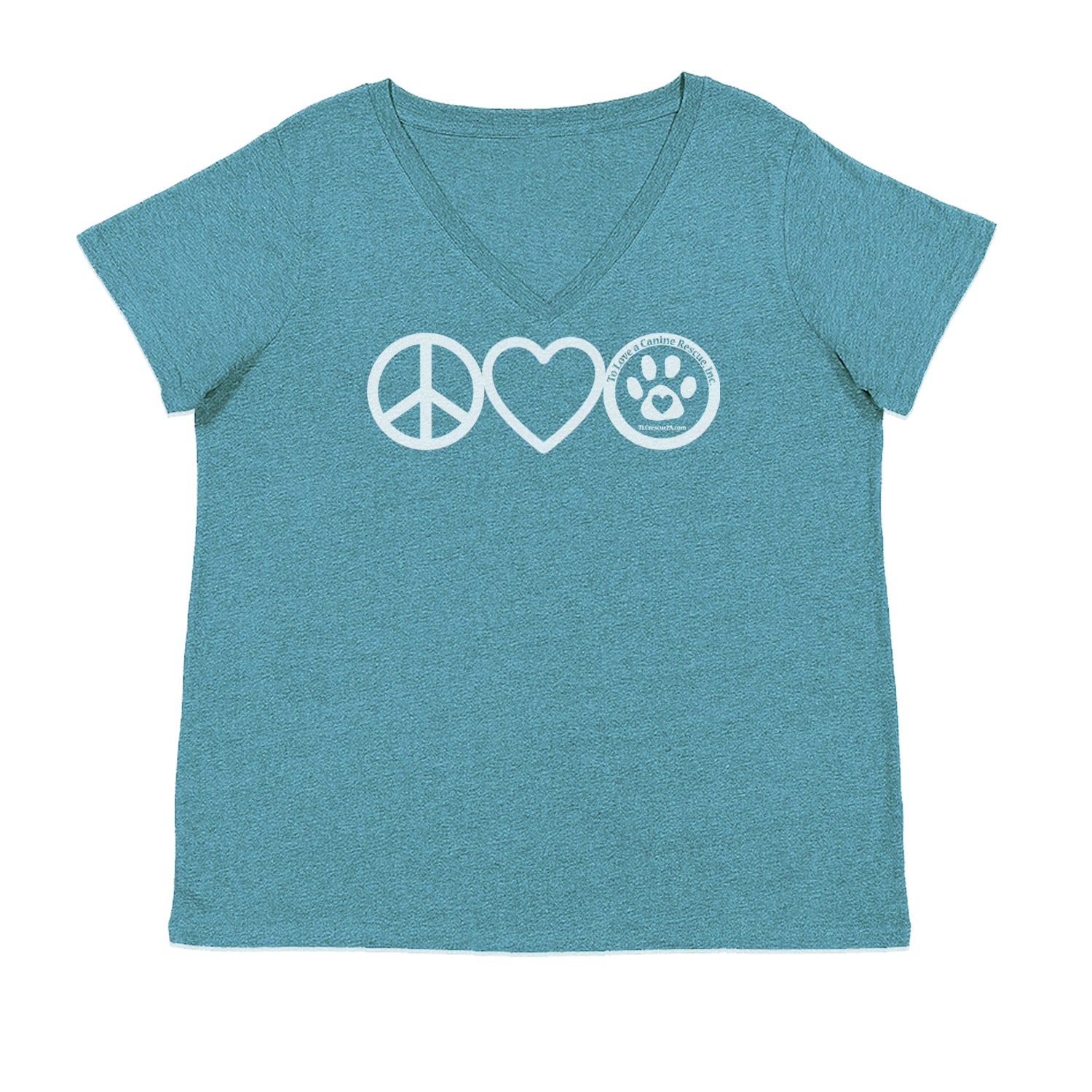 Peace, Love and TLC Dog Rescue Ladies V-Neck T-shirt Surf