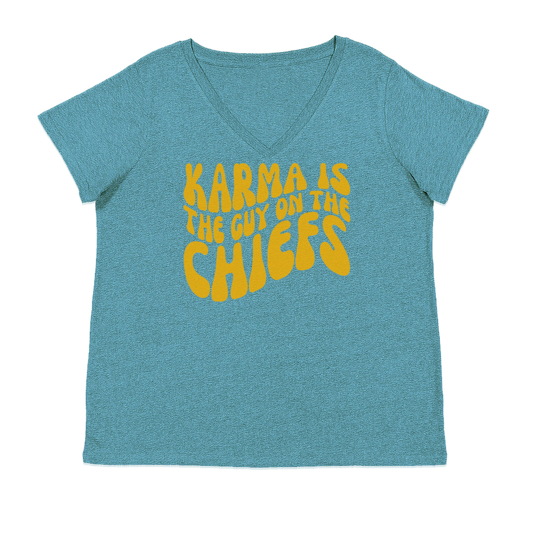 Karma Is The Guy On The Chiefs Boyfriend Ladies V-Neck T-shirt Surf